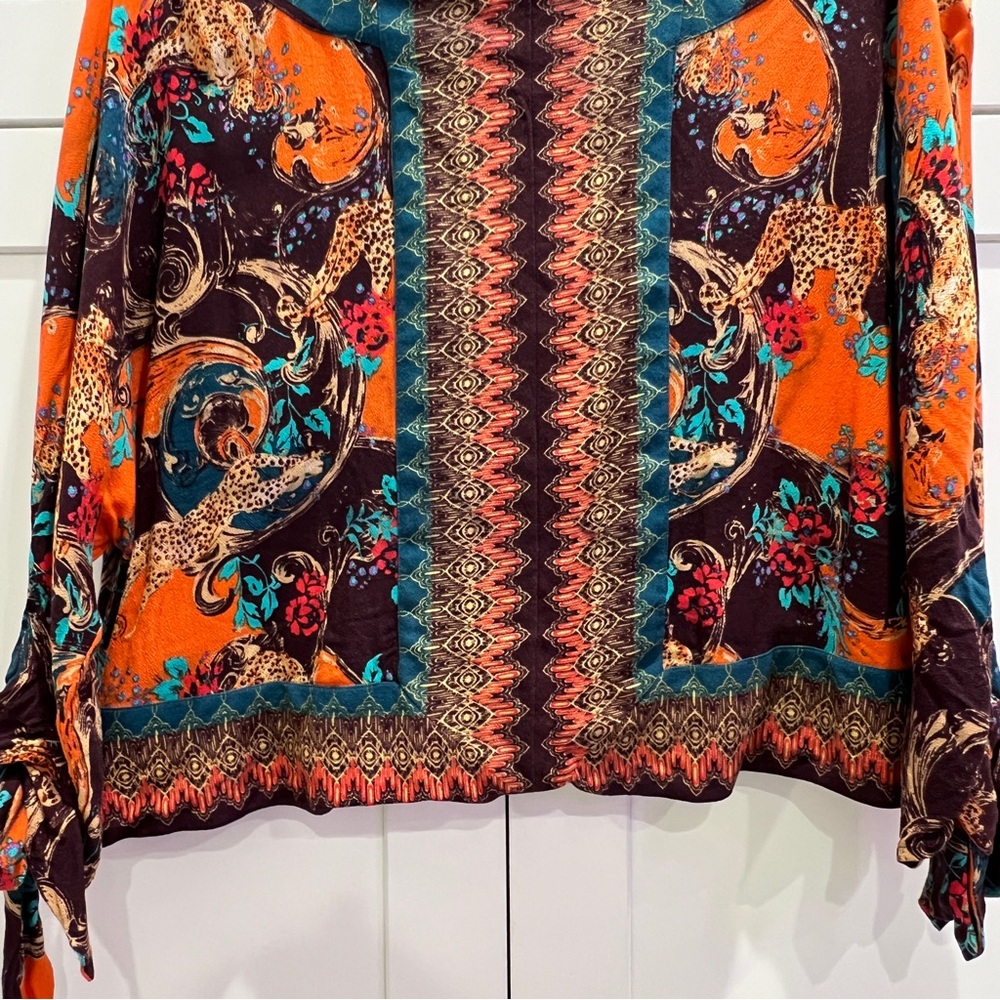 Free People Catch Me If You Can Top Dolman Sleeves Multi Orange XS - Picture 7 of 10